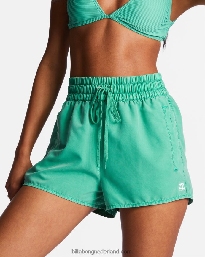 Billabong vrouwen sol searcher nieuwe zwemshort met elastische taillezoet gras 4D20H1703