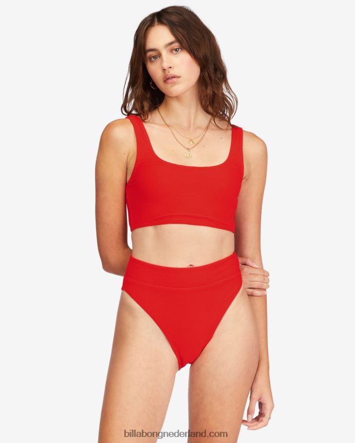 Billabong vrouwen tanlines stijgen hoog getailleerde bikinibroekjeshete peper 4D20H1536