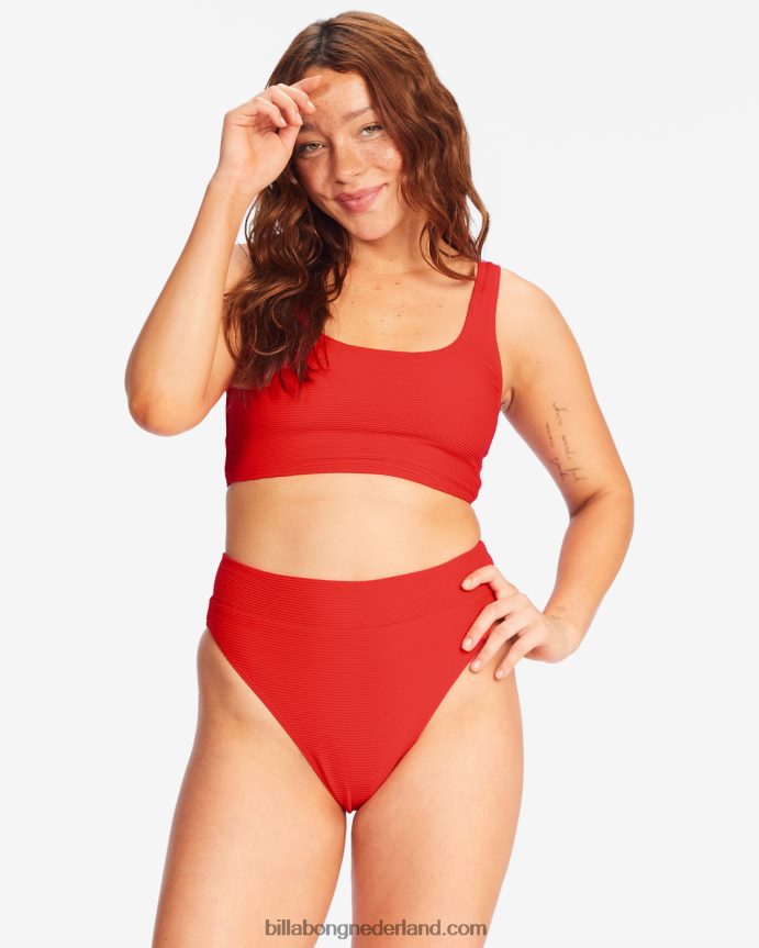 Billabong vrouwen tanlines stijgen hoog getailleerde bikinibroekjeshete peper 4D20H1536