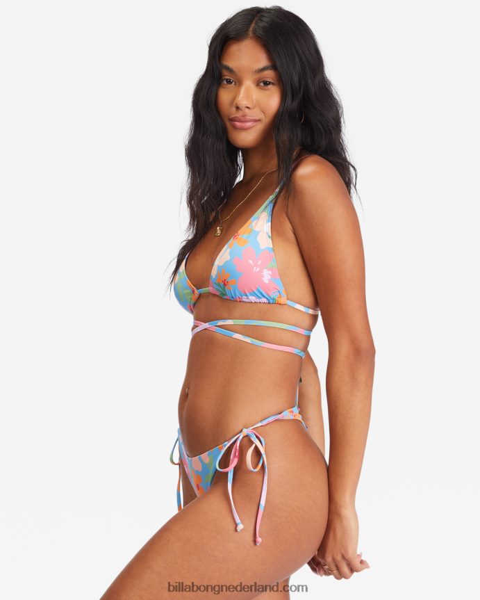 Billabong vrouwen zomerveld maya bikinibroekje met strikband aan de zijkantgelukzaligheid blauw 4D20H1573