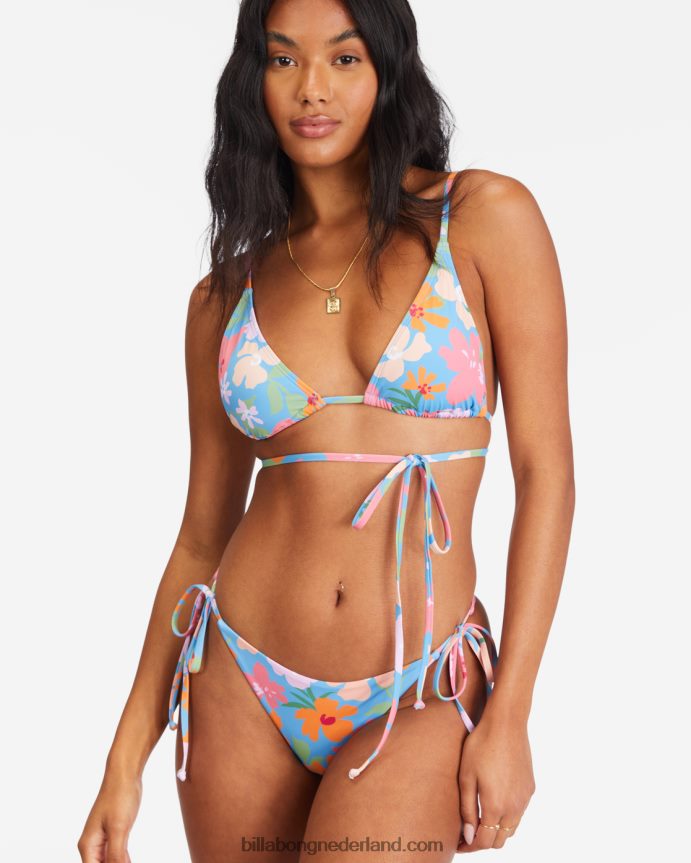 Billabong vrouwen zomerveld maya bikinibroekje met strikband aan de zijkantgelukzaligheid blauw 4D20H1573