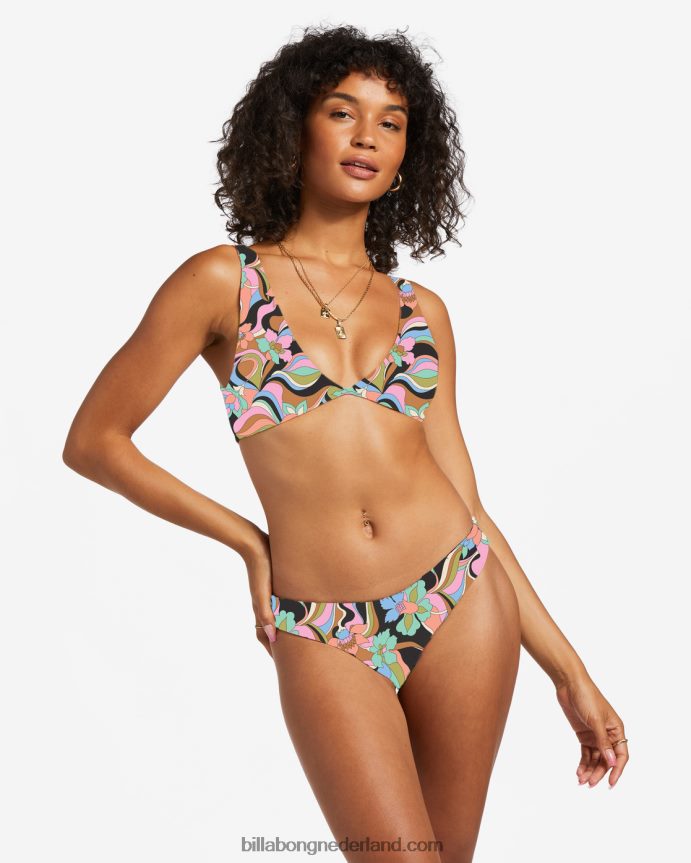 Billabong vrouwen don't trip ava omkeerbare triangelbikinitopzwarte kiezelsteen 4D20H1236