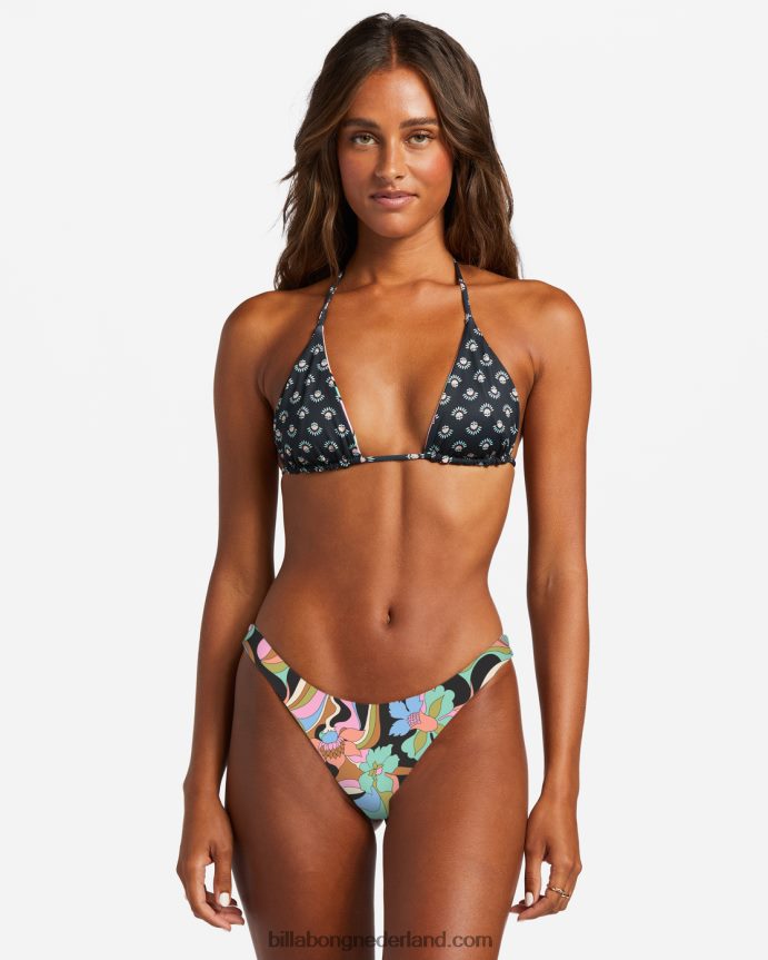 Billabong vrouwen dont trip omkeerbare triangelbikinitopzwarte kiezelsteen 4D20H1238