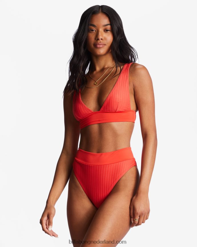 Billabong vrouwen line up remi diep uitgesneden triangelbikinitopheldere papaver 4D20H1482