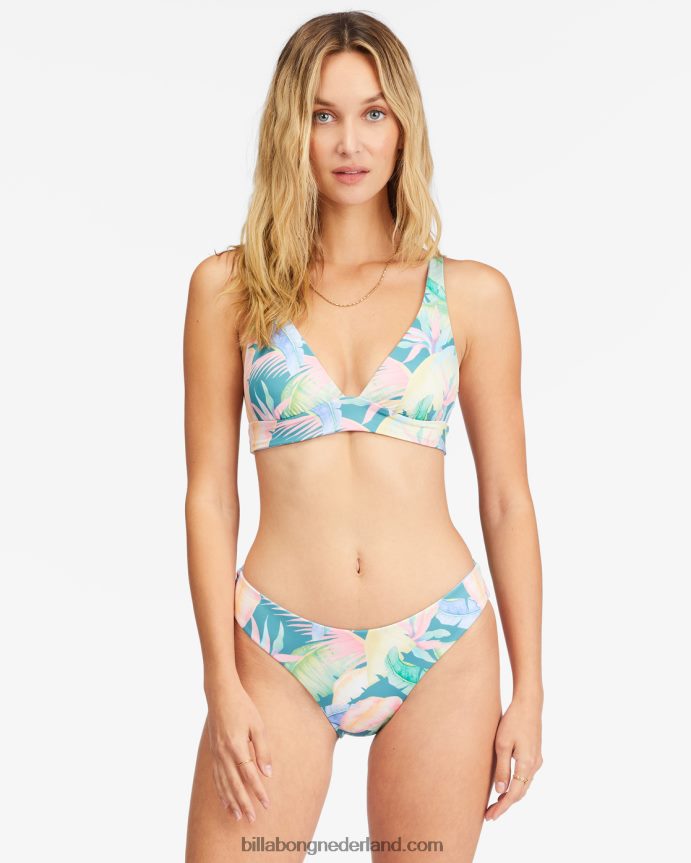 Billabong vrouwen rides and tides omkeerbare triangelbikinitop met bandjesmulti 4D20H1533