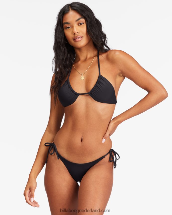 Billabong vrouwen sol searcher triangelbikini die in meerdere richtingen kan worden gedragenzwarte kiezelsteen 4D20H1690
