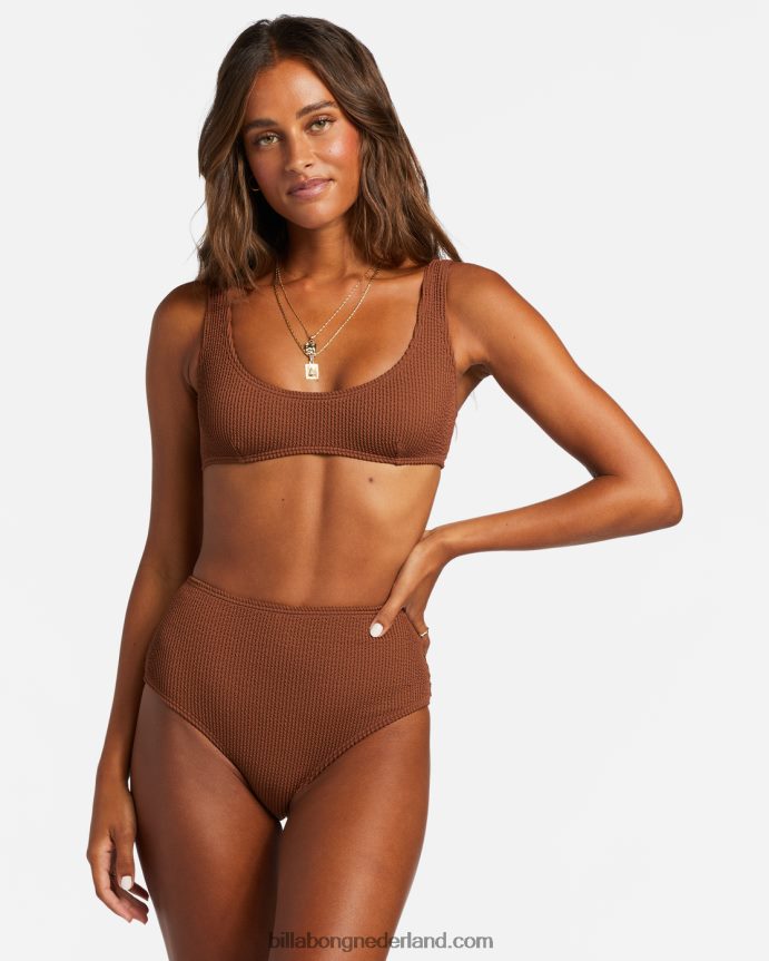 Billabong vrouwen zomer hoge bralette bikinitopgeroosterde kokosnoot 4D20H1248