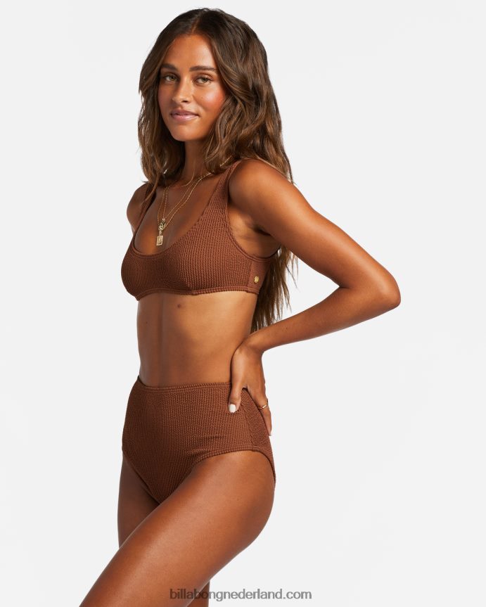 Billabong vrouwen zomer hoge bralette bikinitopgeroosterde kokosnoot 4D20H1248