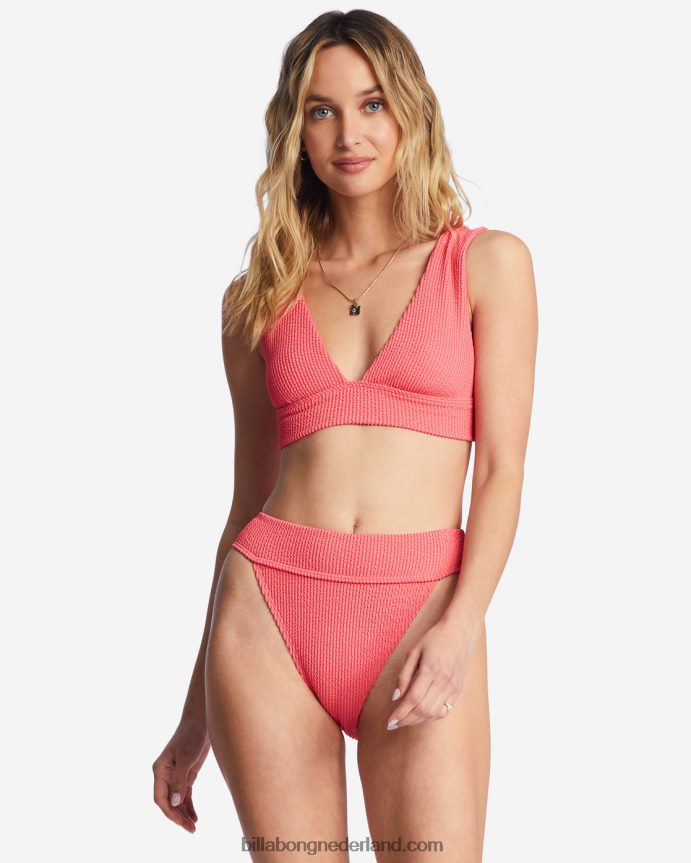 Billabong vrouwen zomer hoog uitgesneden bikinitopjekoraal verpletteren 4D20H1457