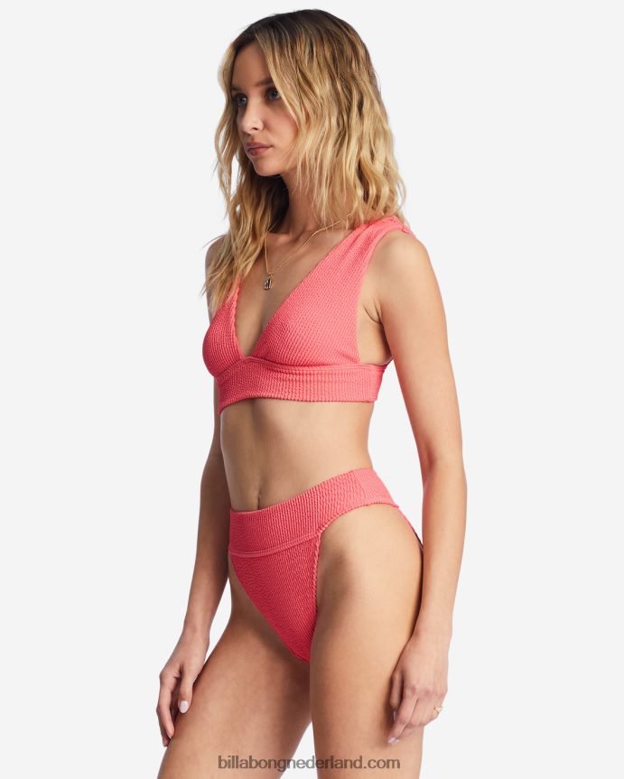 Billabong vrouwen zomer hoog uitgesneden bikinitopjekoraal verpletteren 4D20H1457