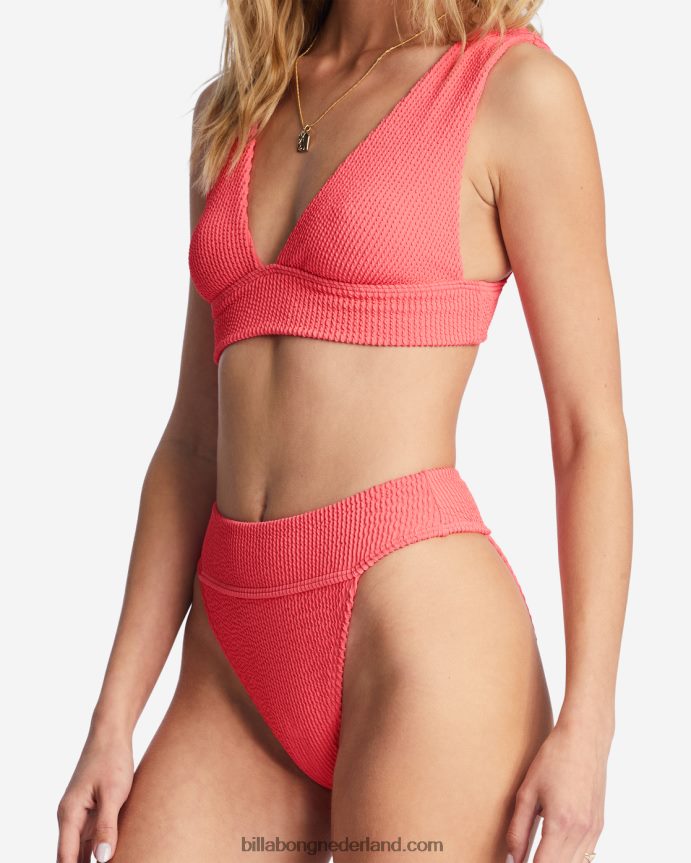 Billabong vrouwen zomer hoog uitgesneden bikinitopjekoraal verpletteren 4D20H1457
