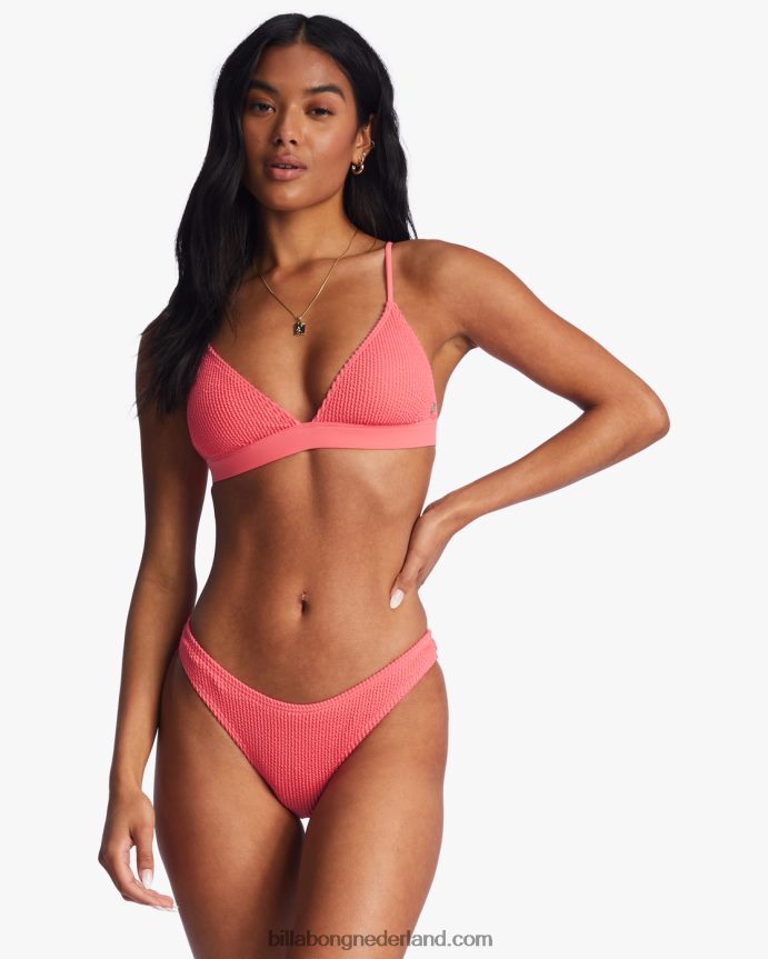 Billabong vrouwen zomerse hoge vaste triangel bikinitopkoraal verpletteren 4D20H1293