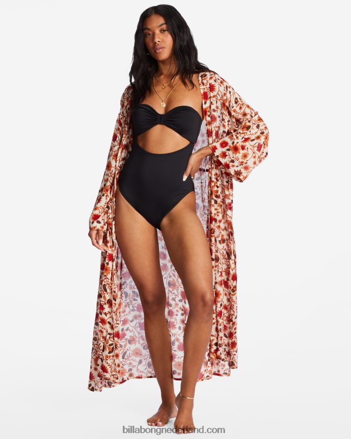 Billabong vrouwen kosmische dromer kimono strand cover-upantiek wit 4D20H1718