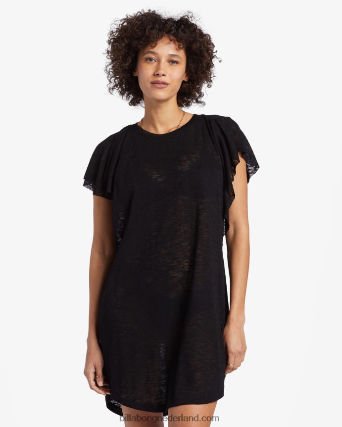 Billabong vrouwen uit voor golven cover-up jurkzwarte kiezelsteen 4D20H1356