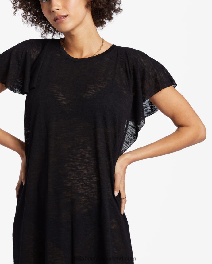 Billabong vrouwen uit voor golven cover-up jurkzwarte kiezelsteen 4D20H1356