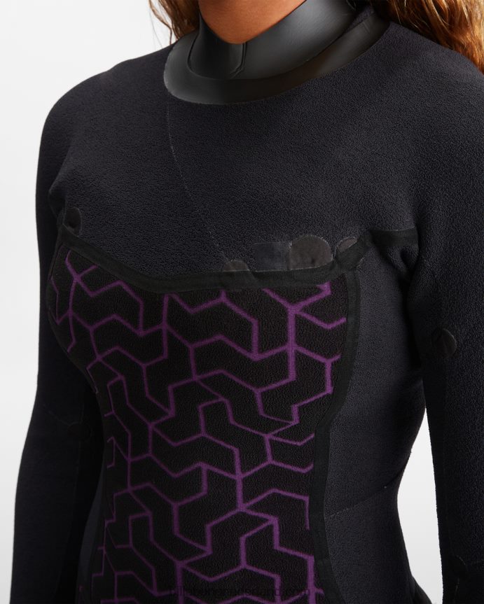 Billabong vrouwen 3/2 salty dayz volledige wetsuit met rits op de borstjungle nacht 4D20H2576