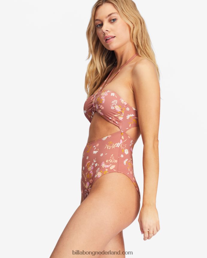 Billabong vrouwen fluister me een badpak uit één stukzoete chocolade 4D20H1520